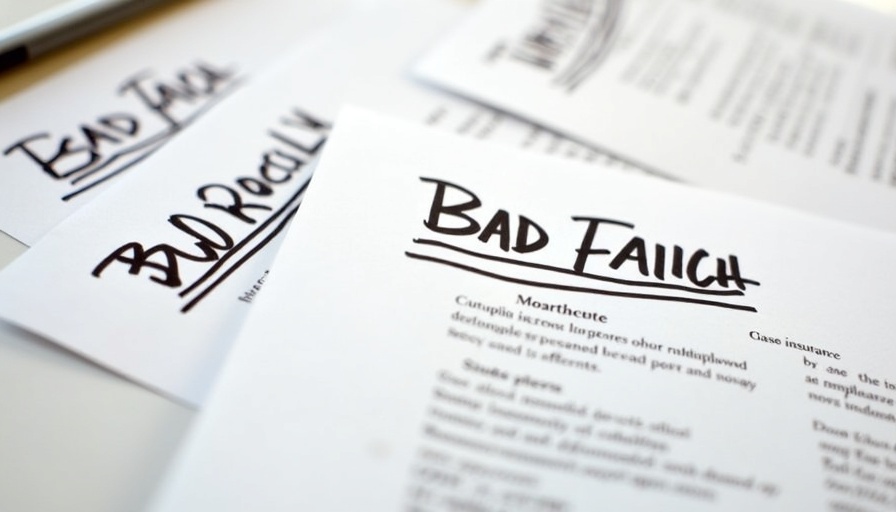 Insurance claim file and denial letter on a desk