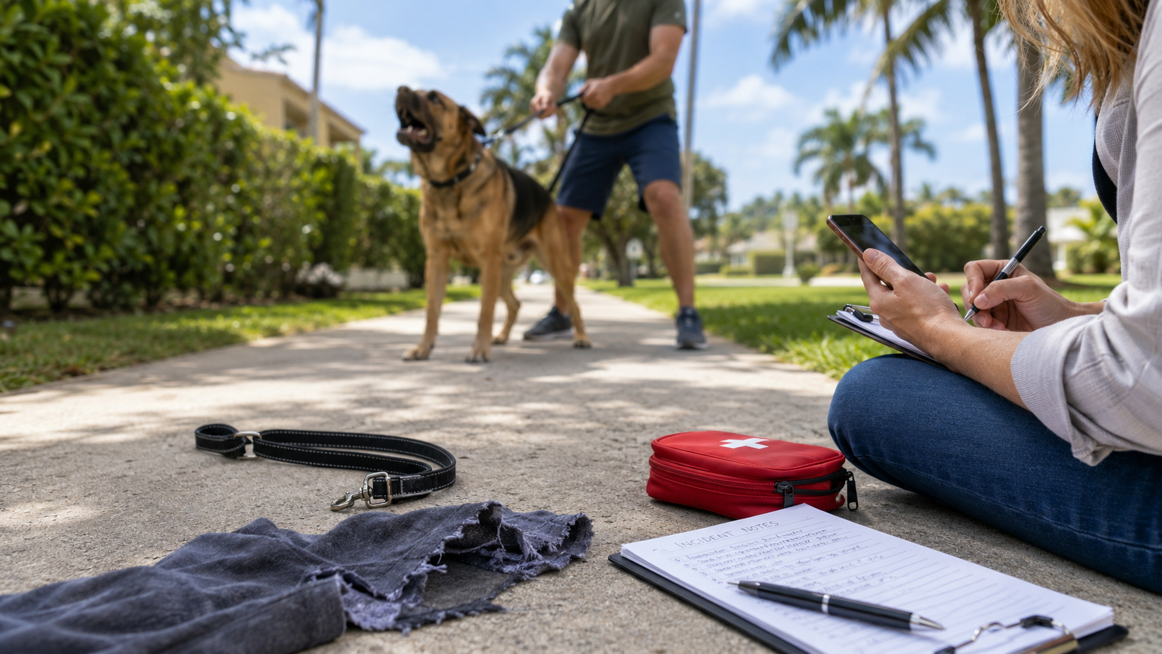 Dog bite claim documents and medical records in Florida