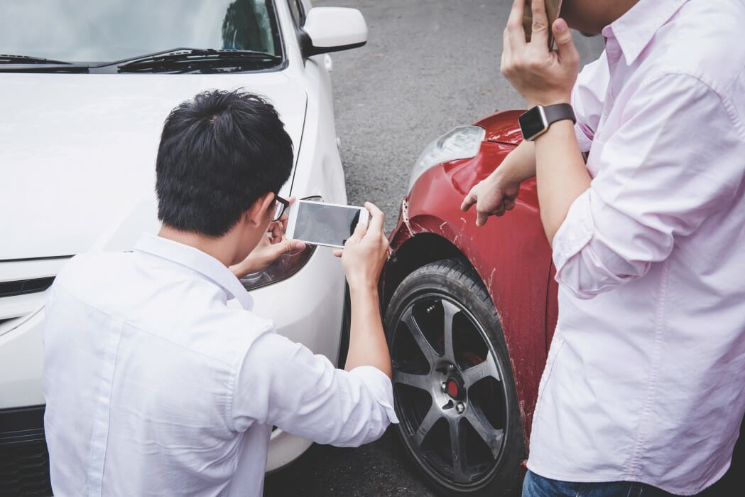 Car accident victim filming a video of their personal injury