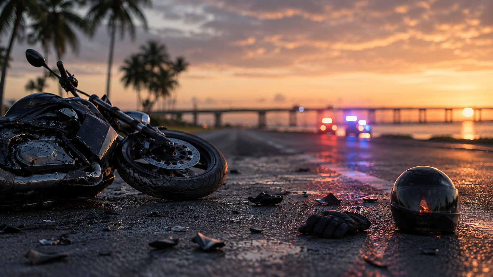 Motorcyclist reviewing legal options after a motorcycle accident in Bradenton, Florida