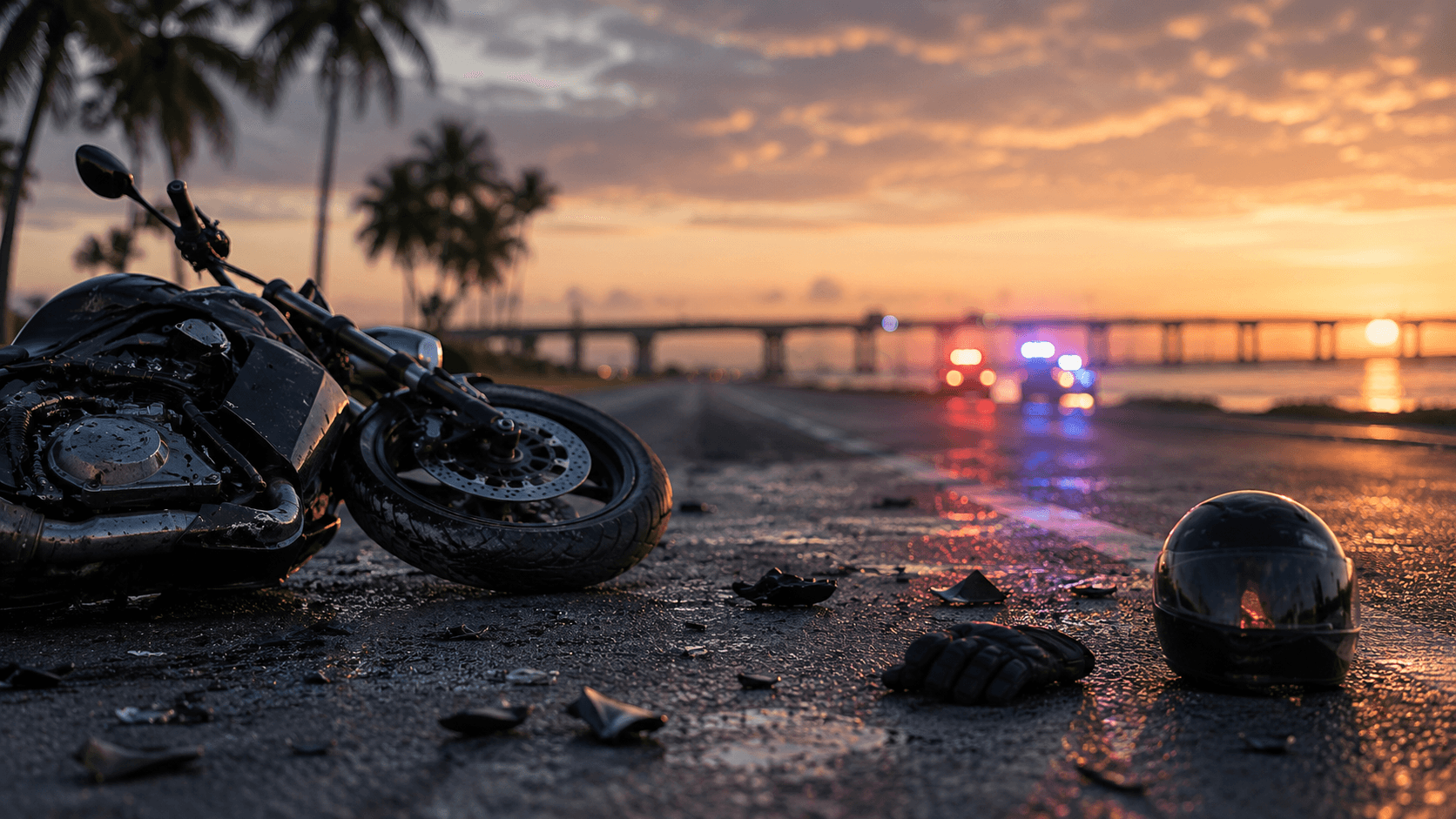 Motorcyclist reviewing legal options after a motorcycle accident in Bradenton, Florida