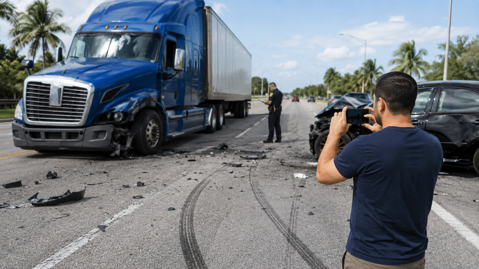 Evidence and records being organized after a Florida truck accident