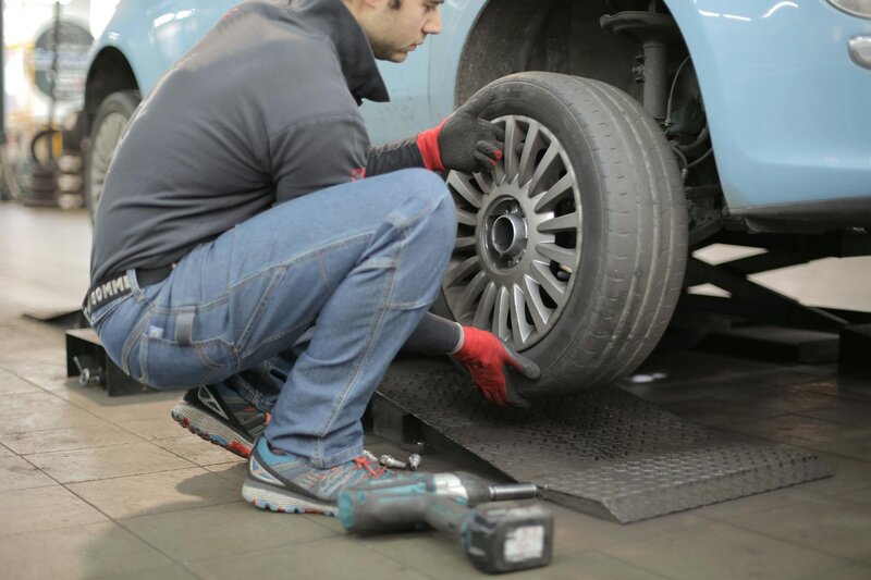 Damaged vehicle being evaluated for repairs after a Florida accident