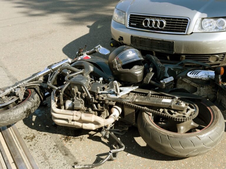 Motorcycle helmet and riding gear after an accident