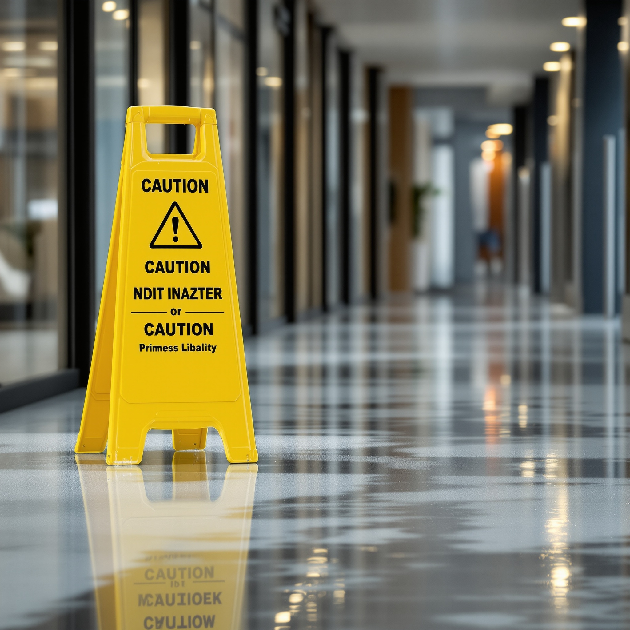 Unsafe floor condition that may cause a slip and fall injury